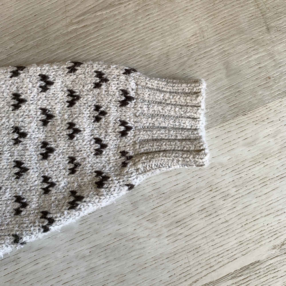 Vintage‎ Eddie Bauer Mens Cotton Birds Eye Knit Crewneck Sweater Cream Brown M - Picture 2 of 9